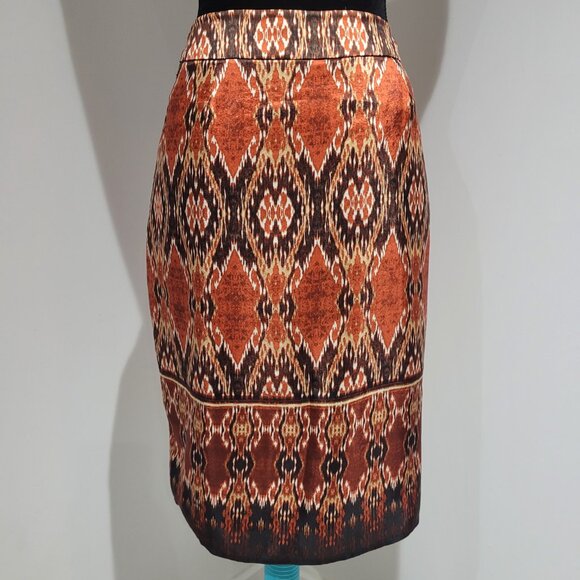 Jones New York 100% Silk Burnt Orange Lined Faux Wrap Skirt Size 8 Orange Brown - Picture 7 of 11